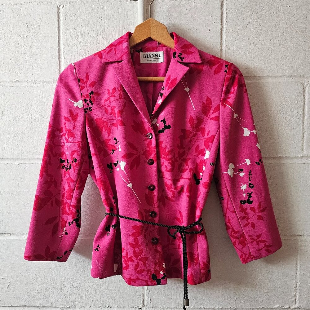 y2k Barbiecore McBling Office Siren Coquette Girly Pink Cherry Blossom Blouse - Picture 1 of 7